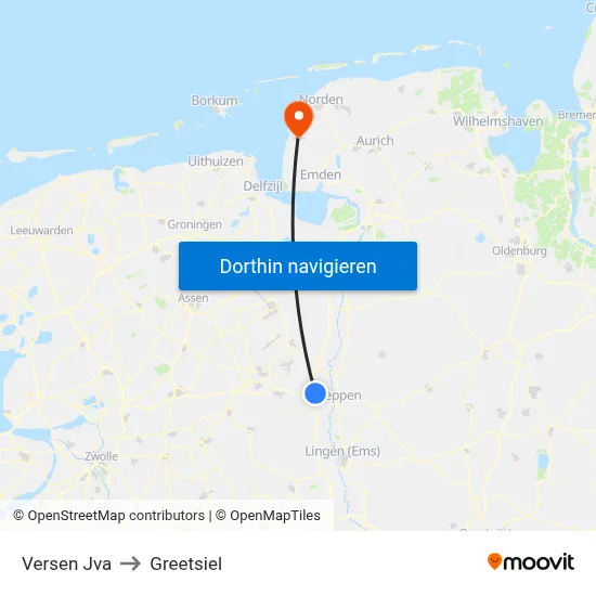 Versen Jva to Greetsiel map