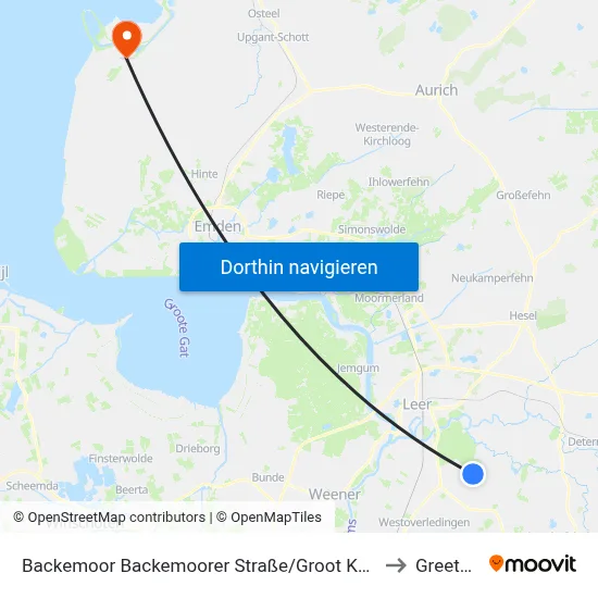 Backemoor Backemoorer Straße/Groot Karkweg to Greetsiel map
