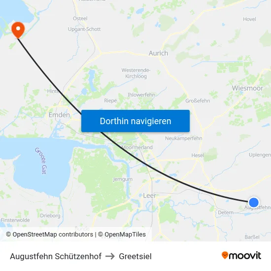 Augustfehn Schützenhof to Greetsiel map