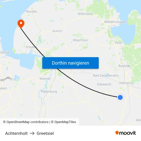 Achternholt to Greetsiel map