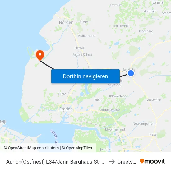 Aurich(Ostfriesl) L34/Jann-Berghaus-Straße to Greetsiel map
