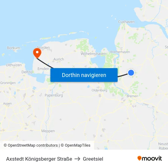 Axstedt Königsberger Straße to Greetsiel map