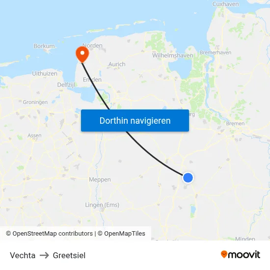 Vechta to Greetsiel map
