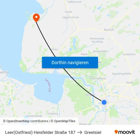 Leer(Ostfriesl) Heisfelder Straße 187 to Greetsiel map