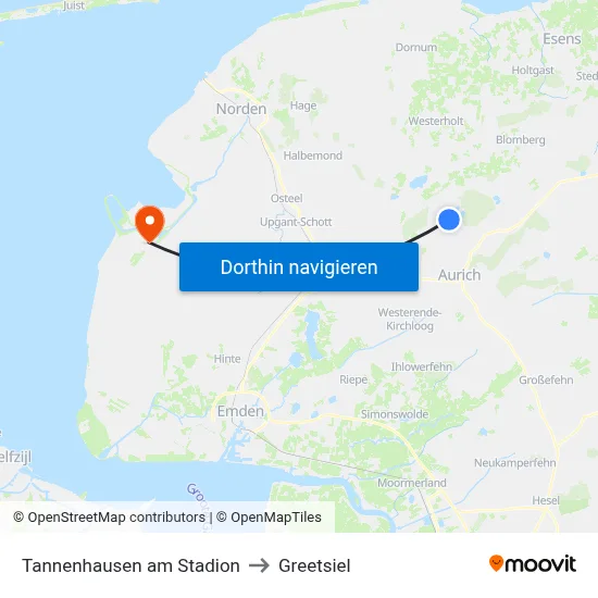 Tannenhausen am Stadion to Greetsiel map