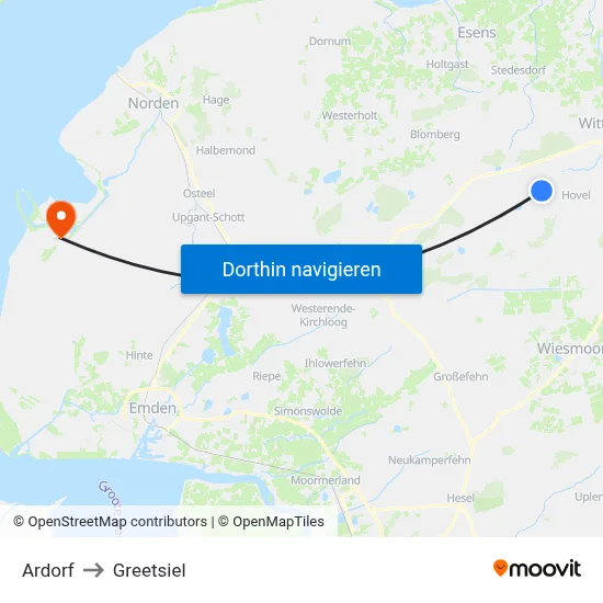 Ardorf to Greetsiel map