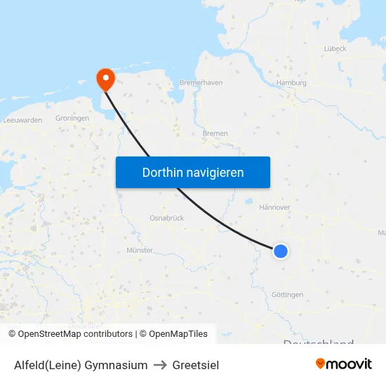 Alfeld(Leine) Gymnasium to Greetsiel map