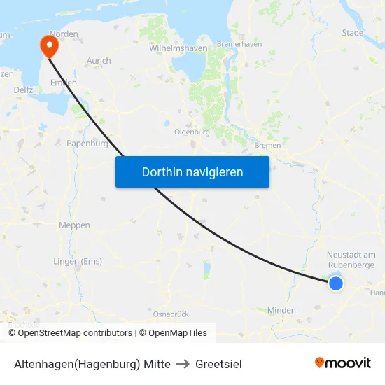 Altenhagen(Hagenburg) Mitte to Greetsiel map