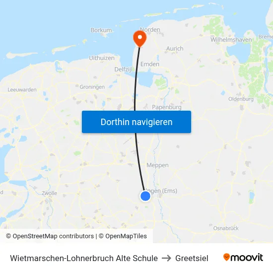 Wietmarschen-Lohnerbruch Alte Schule to Greetsiel map