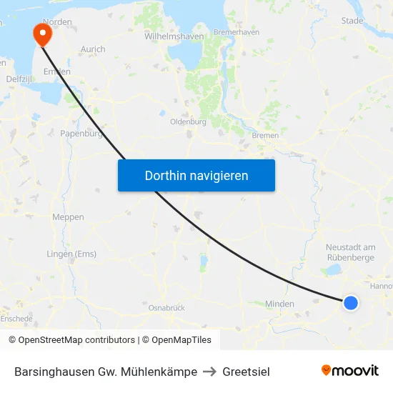 Barsinghausen Gw. Mühlenkämpe to Greetsiel map