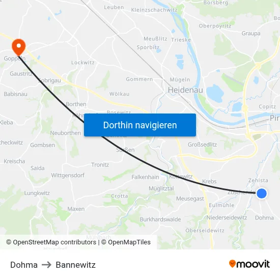 Dohma to Bannewitz map