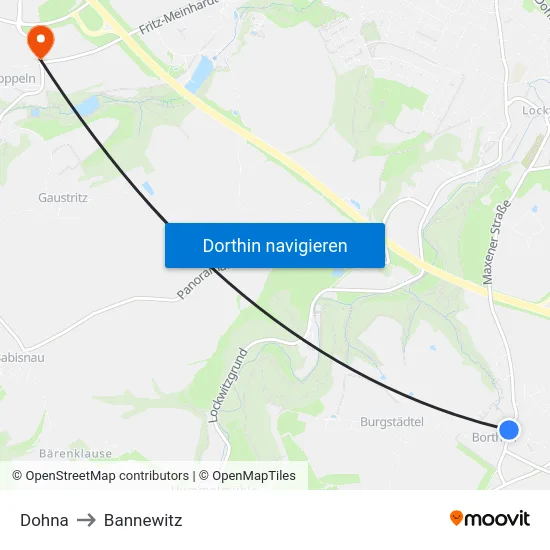 Dohna to Bannewitz map