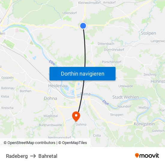 Radeberg to Radeberg map