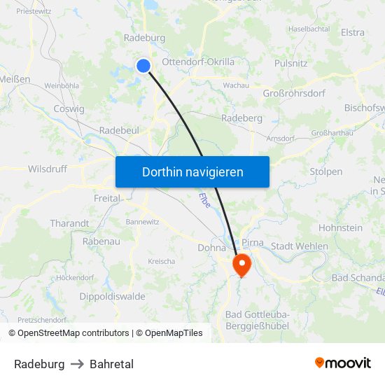 Radeburg to Radeburg map