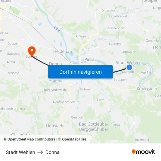 Stadt Wehlen to Dohna map