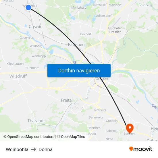 Weinböhla to Dohna map
