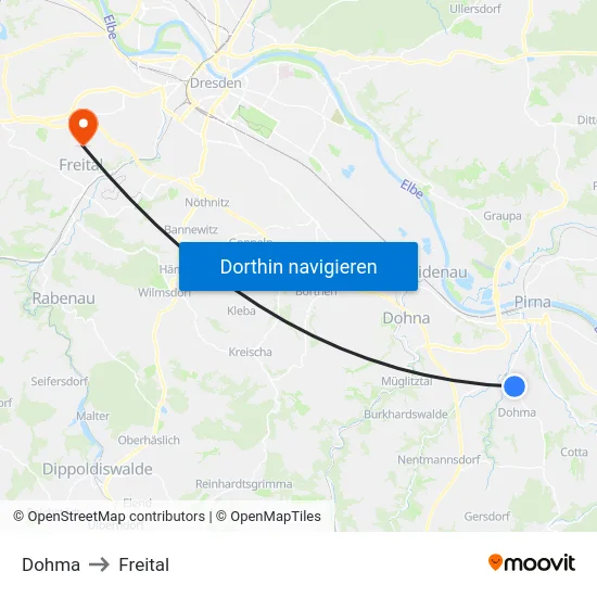 Dohma to Freital map