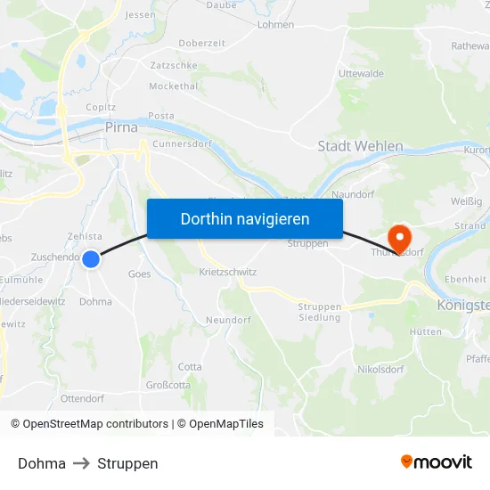 Dohma to Struppen map