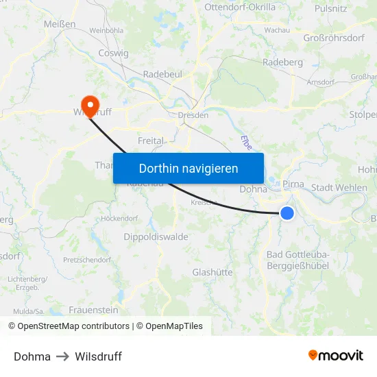 Dohma to Wilsdruff map