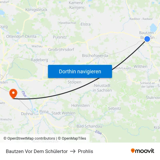 Bautzen Vor Dem Schülertor to Prohlis map