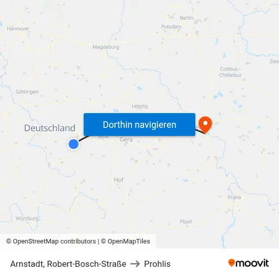 Arnstadt, Robert-Bosch-Straße to Prohlis map