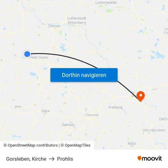 Gorsleben, Kirche to Prohlis map