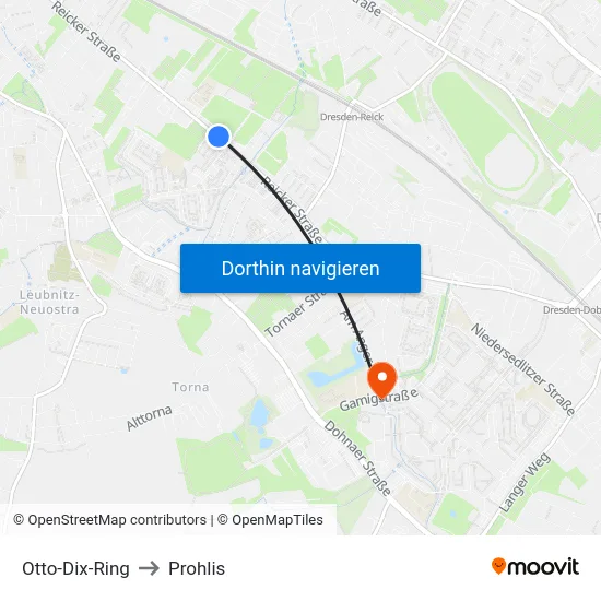 Otto-Dix-Ring to Prohlis map