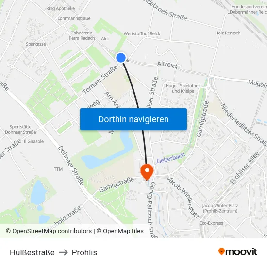 Hülßestraße to Prohlis map