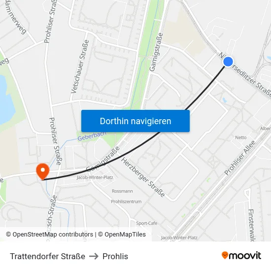 Trattendorfer Straße to Prohlis map