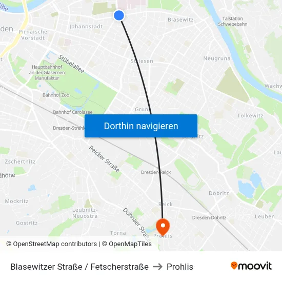 Blasewitzer Straße / Fetscherstraße to Prohlis map
