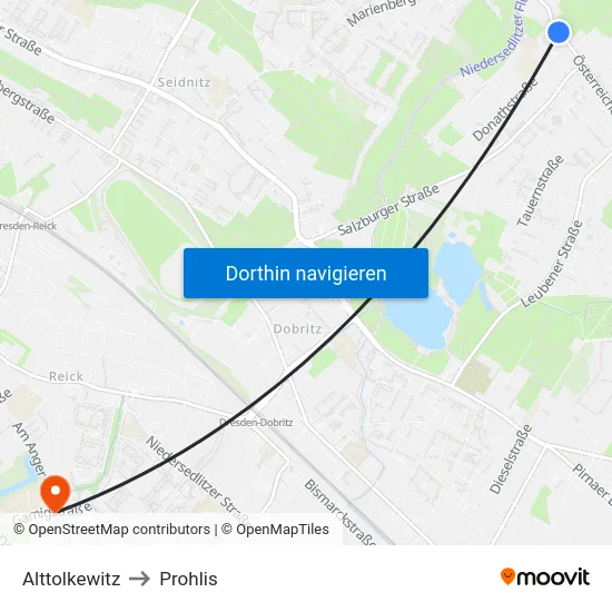 Alttolkewitz to Prohlis map