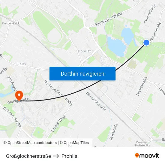 Großglocknerstraße to Prohlis map