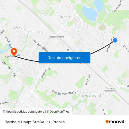Berthold-Haupt-Straße to Prohlis map