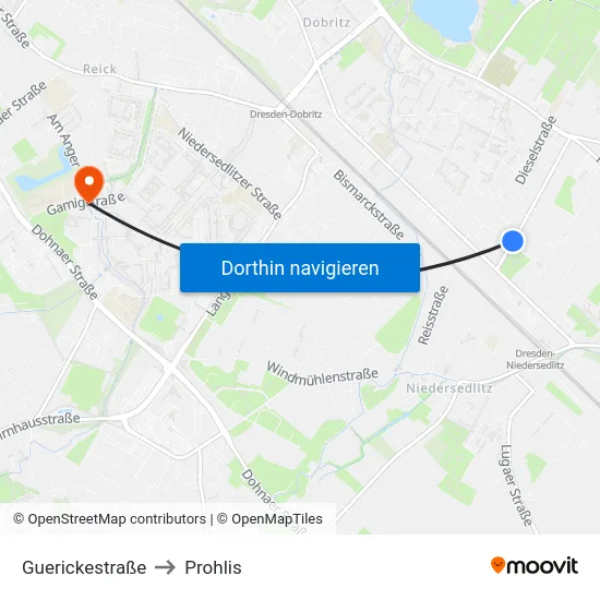 Guerickestraße to Prohlis map