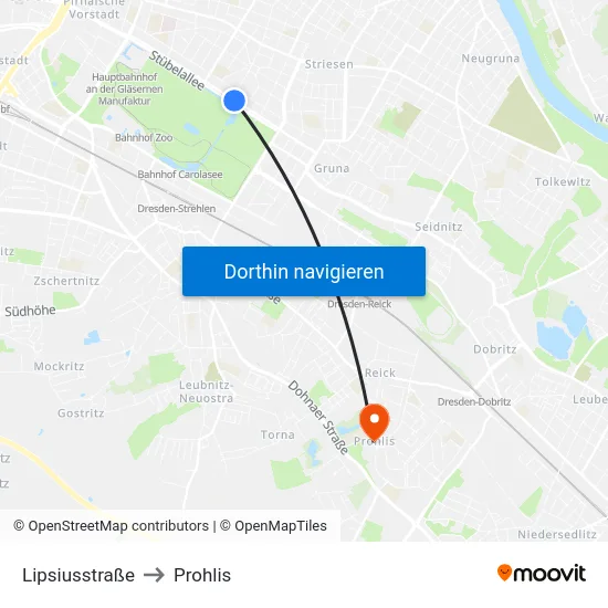 Lipsiusstraße to Prohlis map
