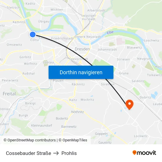 Cossebauder Straße to Prohlis map