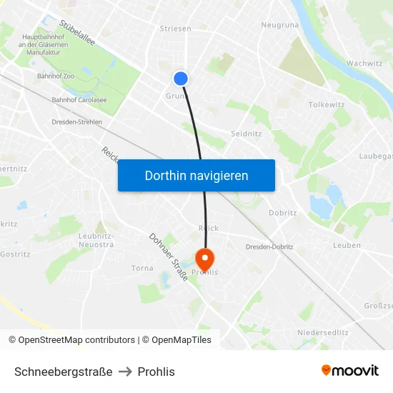 Schneebergstraße to Prohlis map
