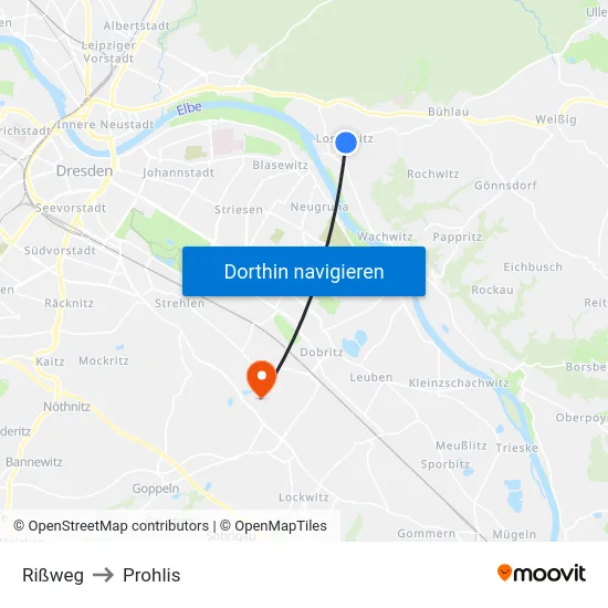 Rißweg to Prohlis map