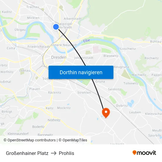 Großenhainer Platz to Prohlis map