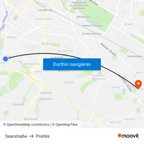 Saarstraße to Prohlis map