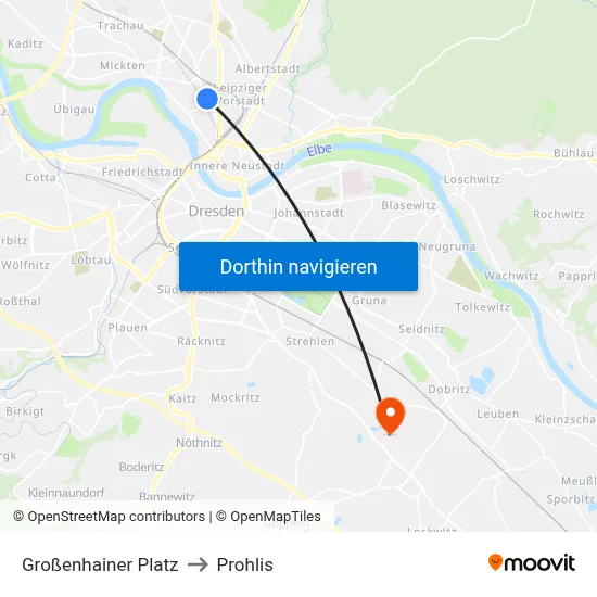 Großenhainer Platz to Prohlis map