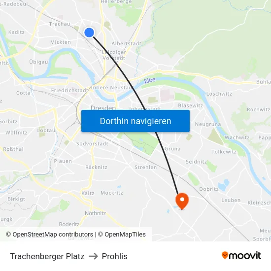 Trachenberger Platz to Prohlis map