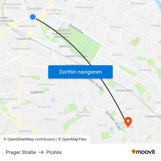 Prager Straße to Prohlis map