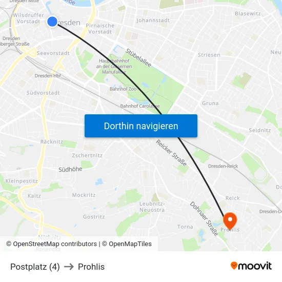 Postplatz (4) to Prohlis map