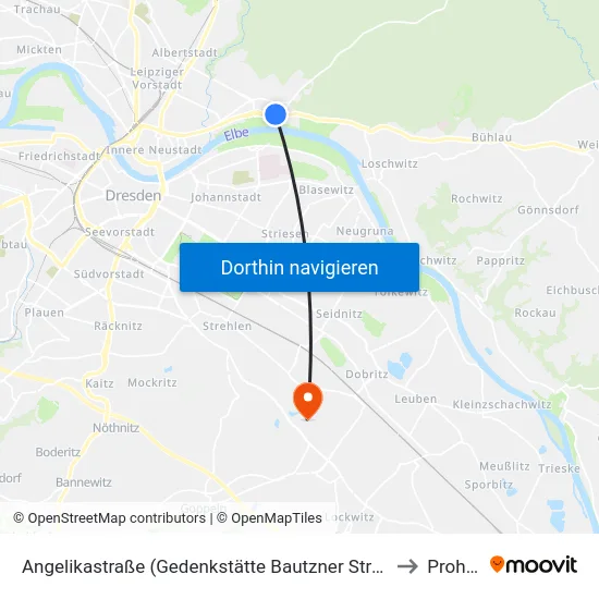 Angelikastraße (Gedenkstätte Bautzner Straße) to Prohlis map