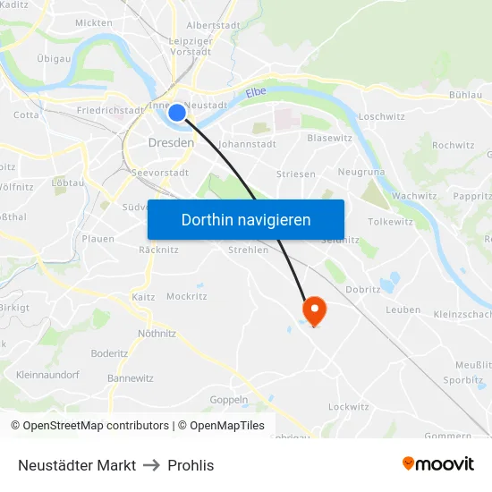 Neustädter Markt to Prohlis map