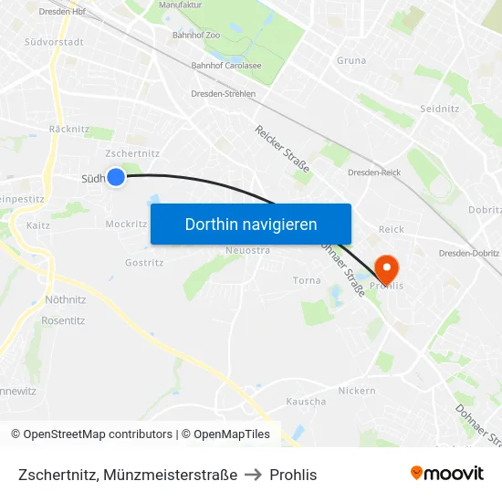 Zschertnitz, Münzmeisterstraße to Prohlis map