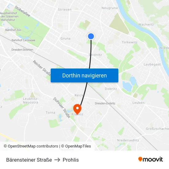 Bärensteiner Straße to Prohlis map