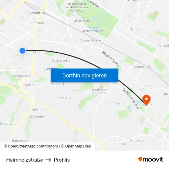Helmholzstraße to Prohlis map