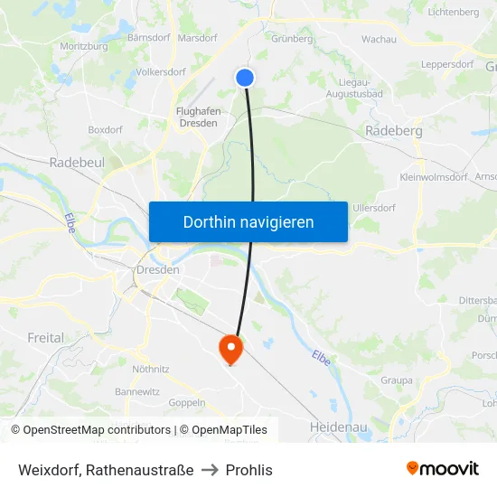 Weixdorf, Rathenaustraße to Prohlis map